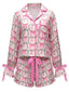 2PCS 1960er Weihnachten Langarm Taste Pyjama Set