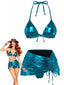 1970er Solide Halter Metallisch Bikini Set