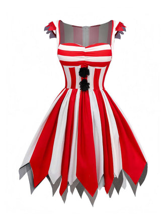 1960er Streifen Halloween Böser Clown Slip Kleid