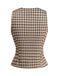 2PCS Braun 1960er Gingham Plaid Plissiertes Weste & Rock