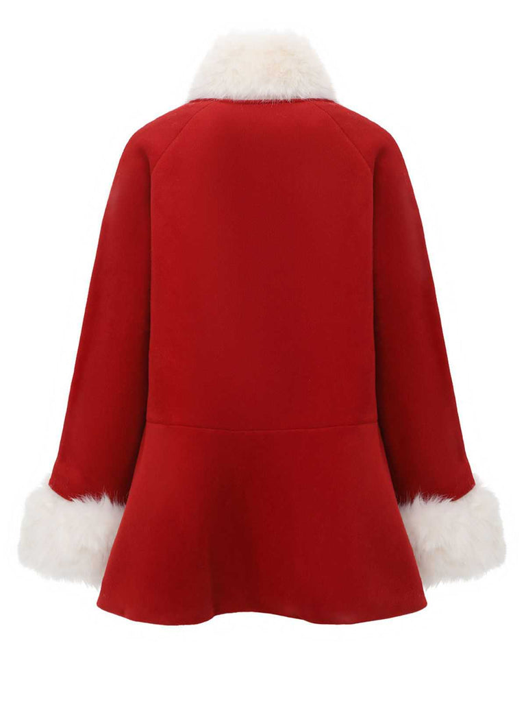 Rot 1980er Faux Pelzbesatz Kristall Taste Mantel