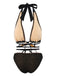 Schwarz 1960er Gestrickt Beaded Bikini Set