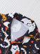Schwarz 1950er Halloween Kerbkragen Pyjama Set