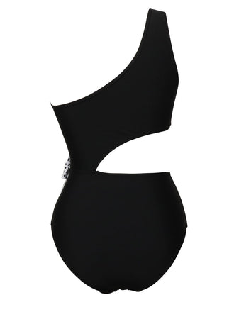 1940er Tupfen Bogen Hohl Out Patchwork Badeanzug