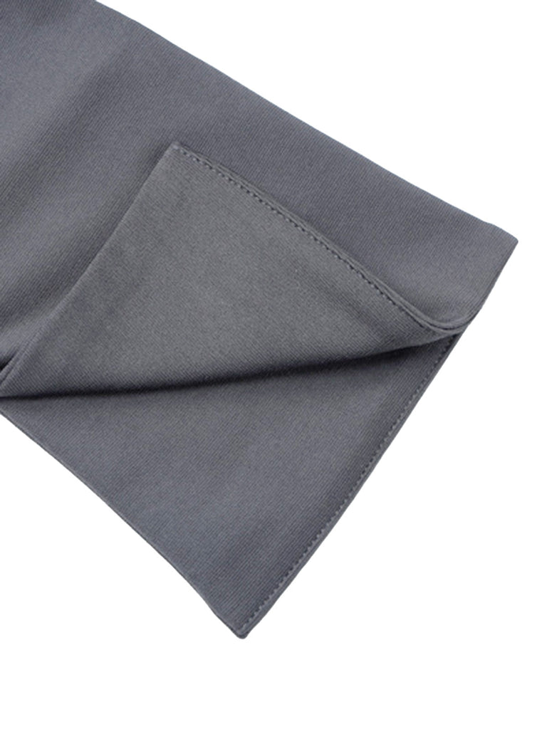 1960er Solide Langarm Faux Taschen Kleid