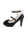 Vintage Bogen Farbblock Schnalle Mary Jane Schuhe