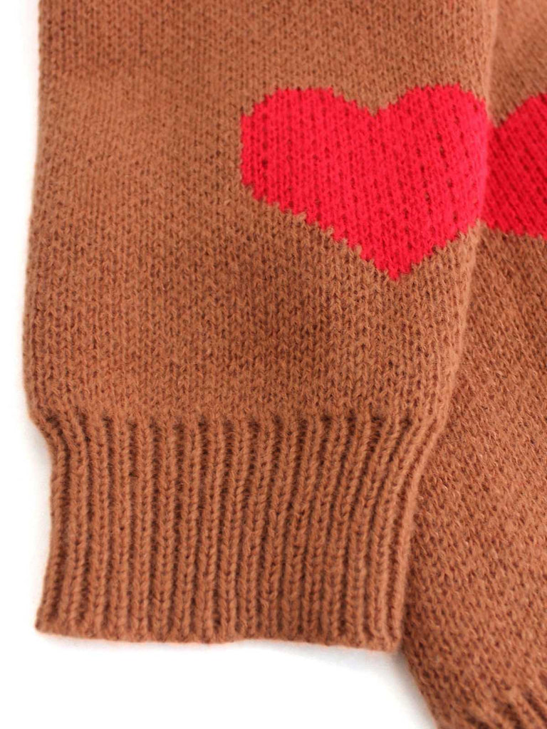 1950er Valentinstag Herz Drucken Stricken Strickjacke