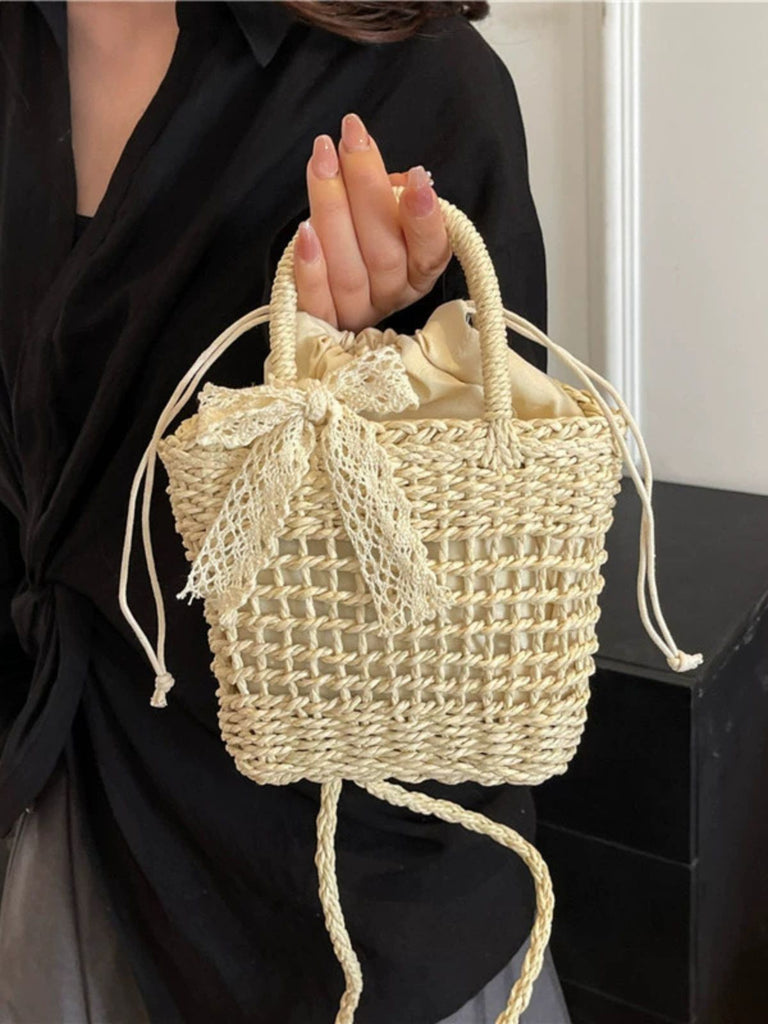 Vintage Boho Bogen Strohhand Tasche