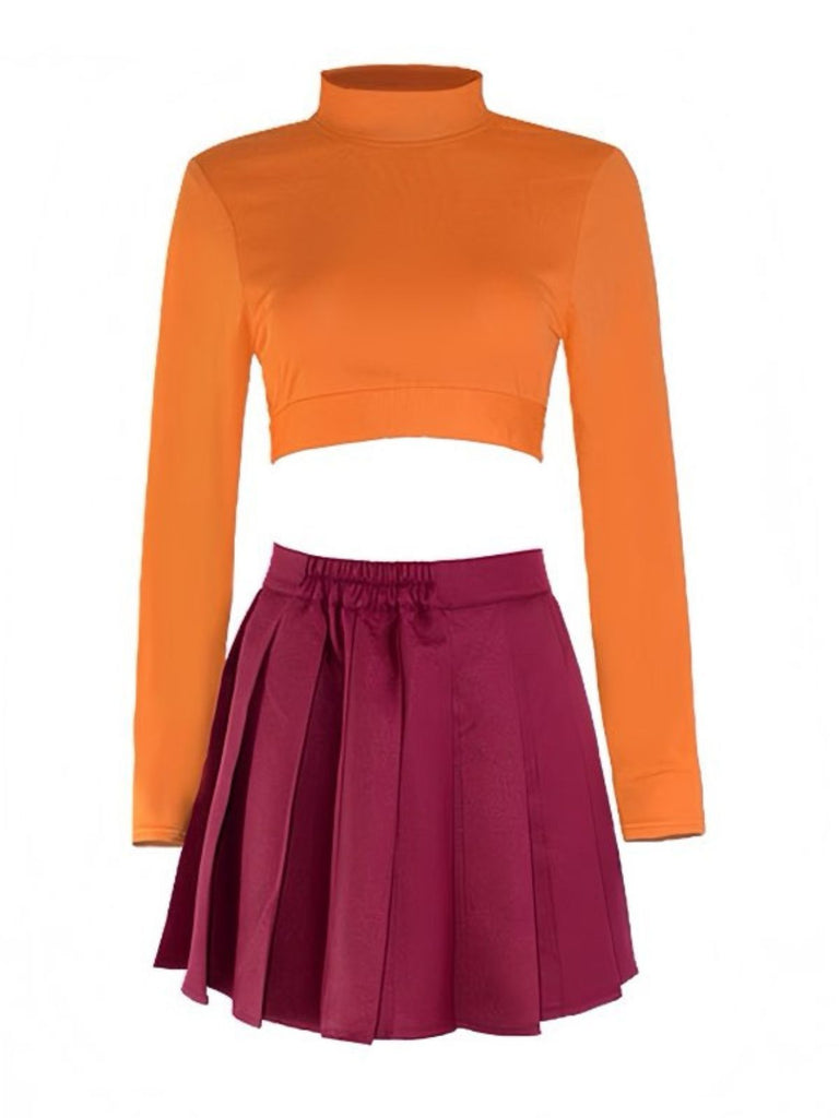 2PCS Orange & Rot 1960er Velma Top & Rock