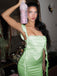 1970er Solide Satin Rüschen Rückenfrei Gerüschtes Kleid