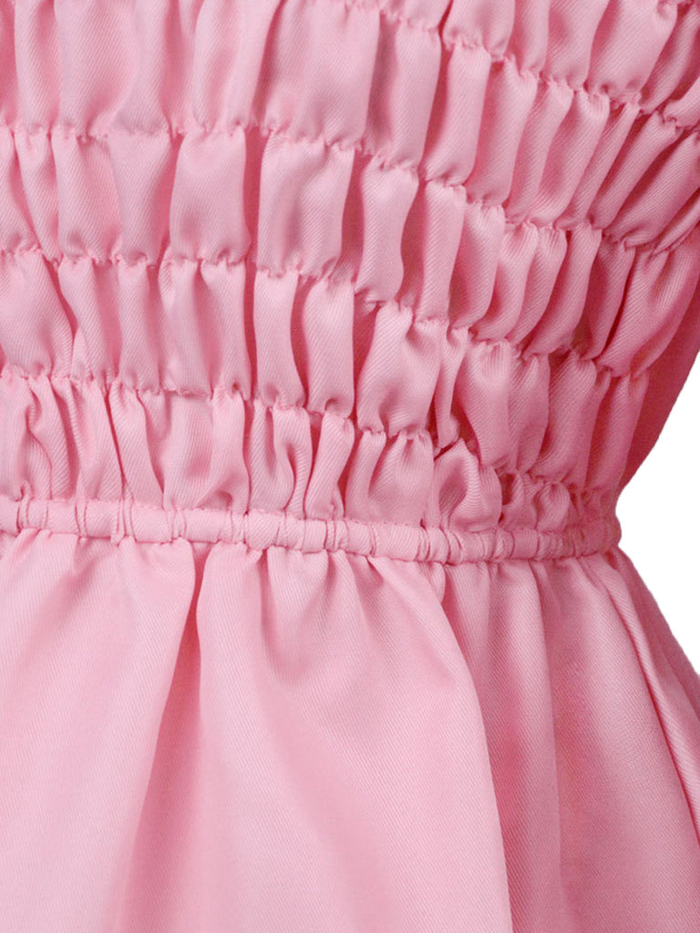 Rosa 1980er Gesmokt Stranger Things Kostüm Eleven Kleid