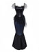 Schwarz 1930er Pailletten Meerjungfrauen Abendkleid