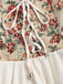[Übergröße] Beige 1940er Blumen Rüschenärmel Patchwork Kleid