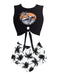 1980er Punk Taillen Tie Skeleton Strand Bikini Set