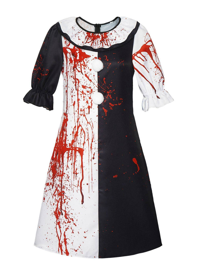 Multicolor 1960er Terrifier Blut Fleck Farbblock Kleid