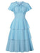 1940er Rundhals Bogen Solide Stufen Kleid