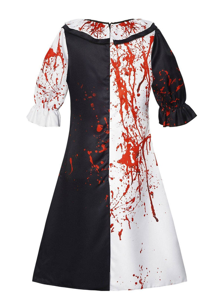 Multicolor 1960er Terrifier Blut Fleck Farbblock Kleid
