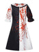 Multicolor 1960er Terrifier Blut Fleck Farbblock Kleid