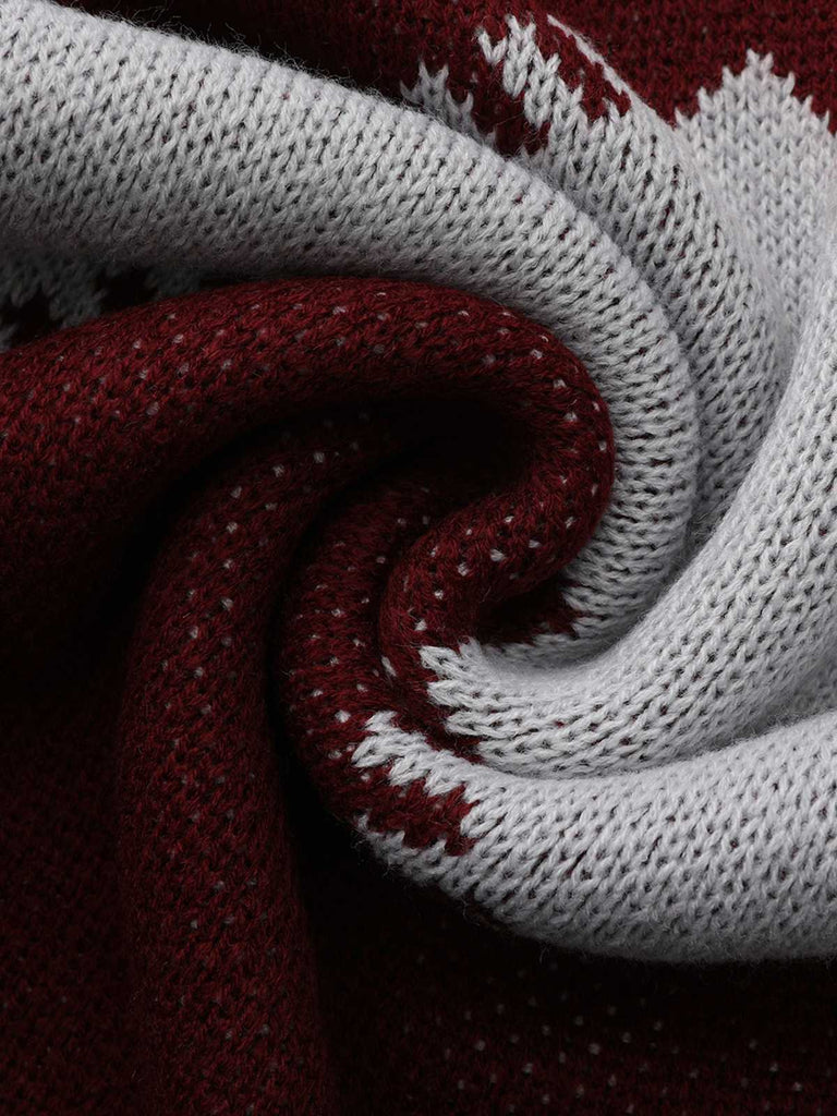 1960er Farbblock Stricken Pullover Kleid