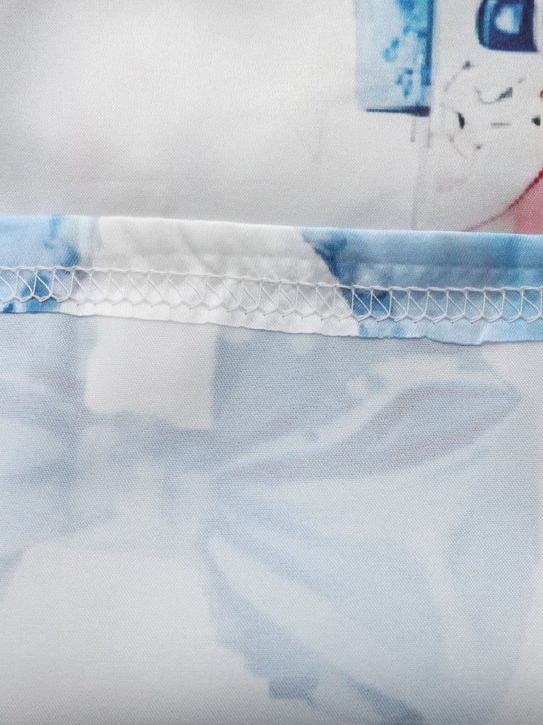 Blau 1940er Weihnachten Nussknacker Zuckerstange Pyjama-Set