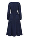 Marineblau 1970er Blumen Besticktes Maxi Kleid