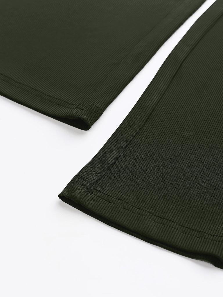 Olivgrün 1950er V-Ausschnitt Polka Dot Transparentärmel Jumpsuit