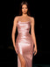 Rosa 1930er Solide Satin Gerüschtes Schlitz Kleid