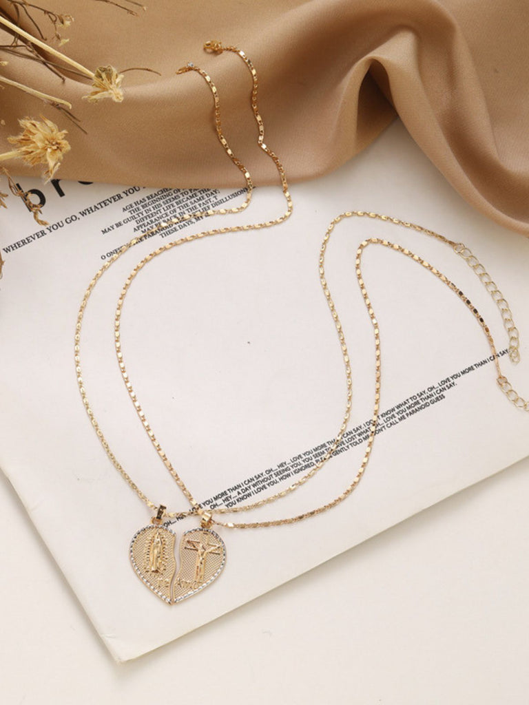 Gold Geteilt Herz Engel Anhänger Paar Halsketten Set
