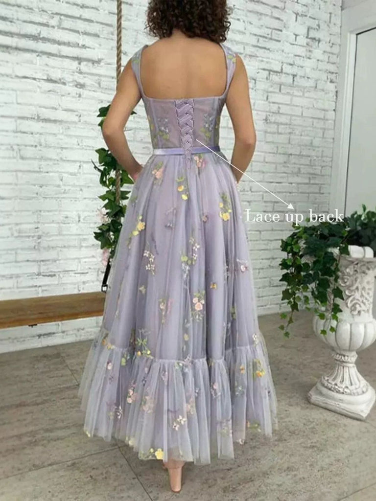 1930er Blumen Netz Stäbchen Schnürung Kleid
