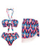 2PCS 1970er Fransendruck Schnürung Halter Bikini Set & Cover-Up