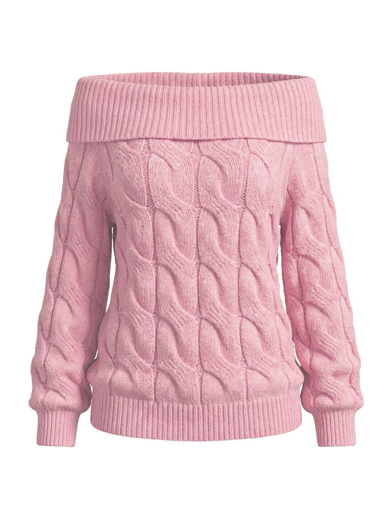 2000er Y2K Solide Schulterfrei Pullover