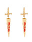 Gold Gothic Blutschwert-Anhänger Ohrringe