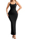 Schwarz 1970er 2-in-1 Shapewear Slip Kleid
