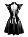 1980er Metallisch Futuristisch Party Mini Kleid