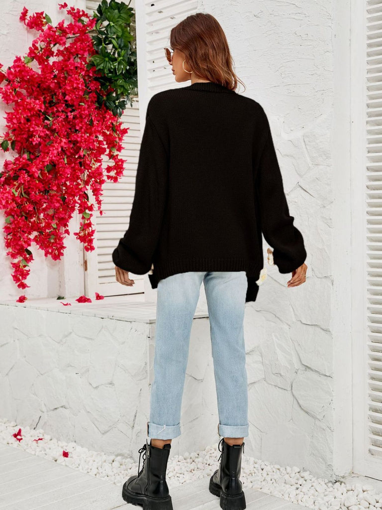 1930er 3D Gänseblümchen Langarm Strick Strickjacke