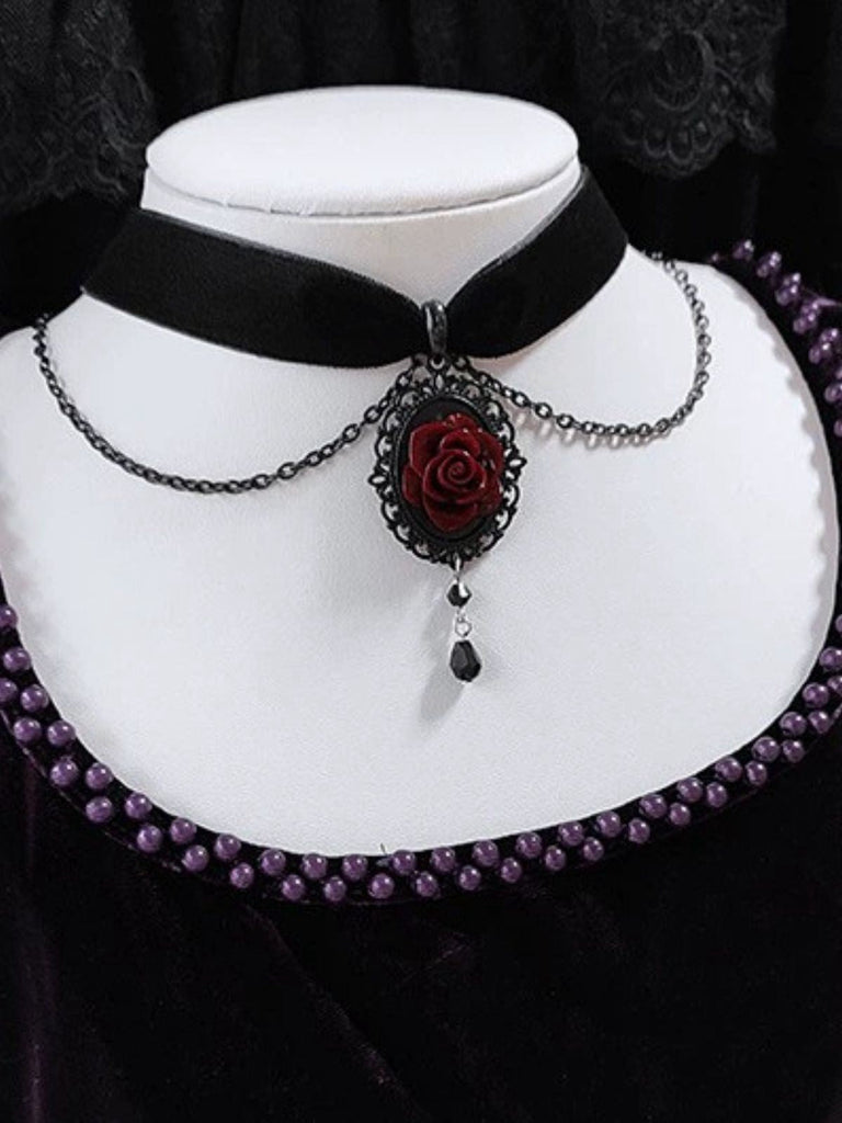 Vintage Dunkle Rose Viktorianisch Gothic Halskette