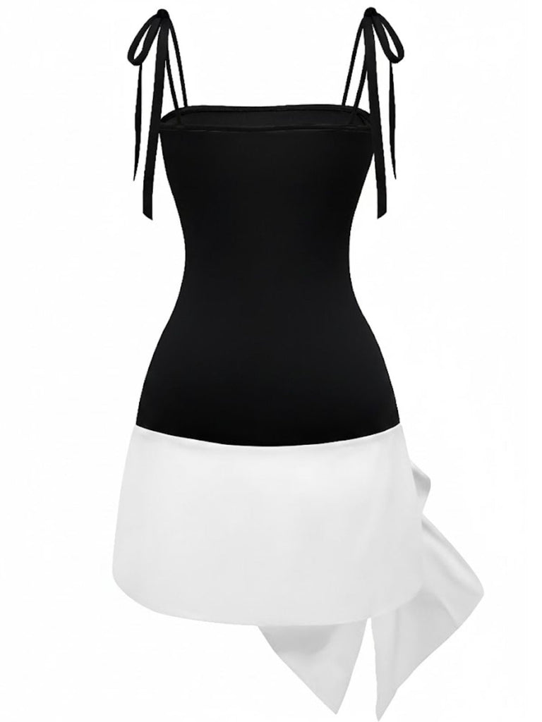 1960er Quadratischer Hals Bogen Kleid