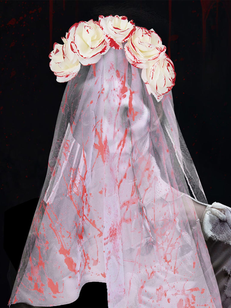 Halloween Blut Rose Geisterbraut Tüllschleier