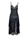 Schwarz 1950er Sheer Blumen Spitze Tief-V Schlitz Nachthemd