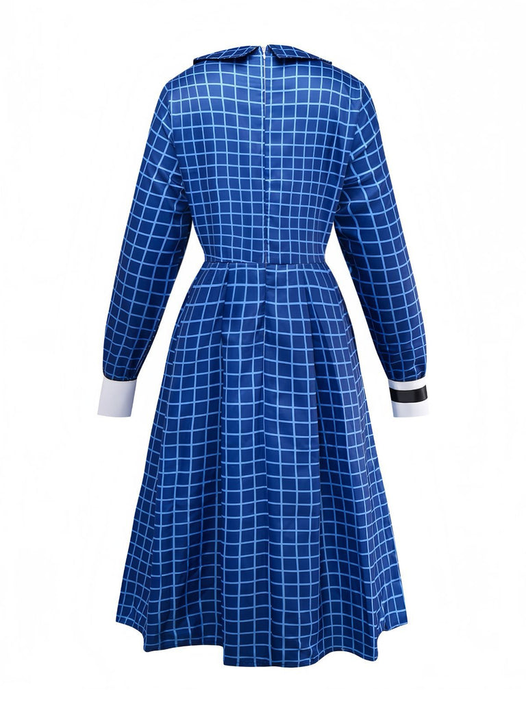 Blau 1940er Plaid Waise Esther Kleid