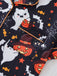Schwarz 1950er Halloween Kerbkragen Pyjama Set