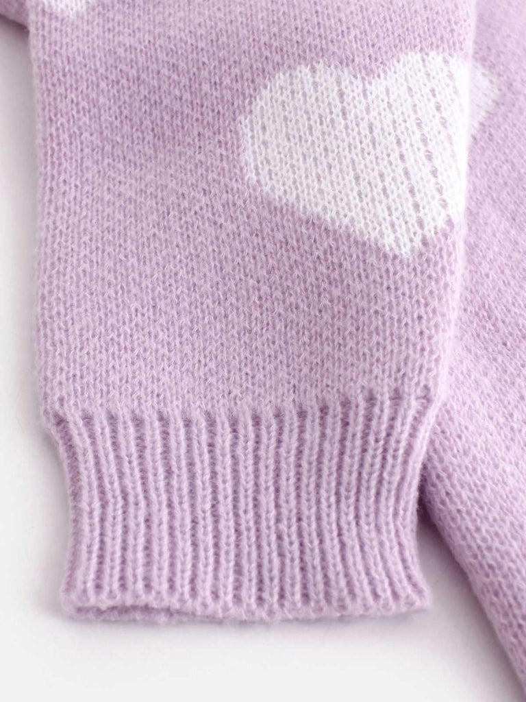 1950er Valentinstag Herz Drucken Stricken Strickjacke