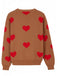 1950er Valentinstag Herz Drucken Stricken Strickjacke