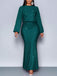 1930er Funkeln Gerüschtes Laternenärmel Stricken Fischschwanz Kleid