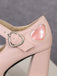 Vintage Herz Cut-Outs & Schnalle Mary Jane Absatz Schuhe