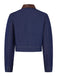 Blau 1950er Leder Rever Tasche Denim Jacke