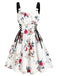 1950er Träger Blumen Schmetterlinge Schnürung Korsett Kleid