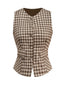 Braun 1930er Gingham Plaids Weste