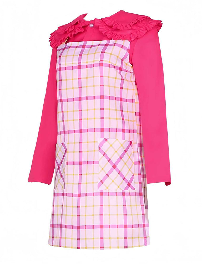 2PCS 1960er Plaids Tasche Wednesday Addams Stil Top & Kleid