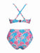 [Übergröße] Rosa & Blau Muschel Druck Bikini Set